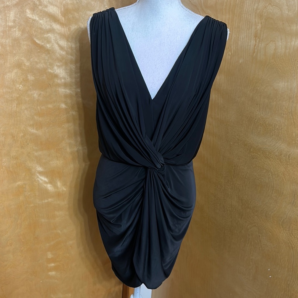 NWT Misa Los Angeles Black Leza Gathered Sleeveless Crossover Dress S